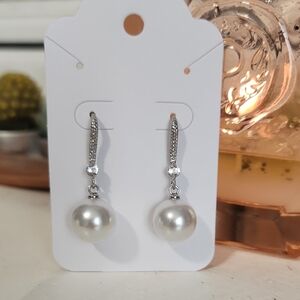 Elegant Silver Pearl Drop Earrings